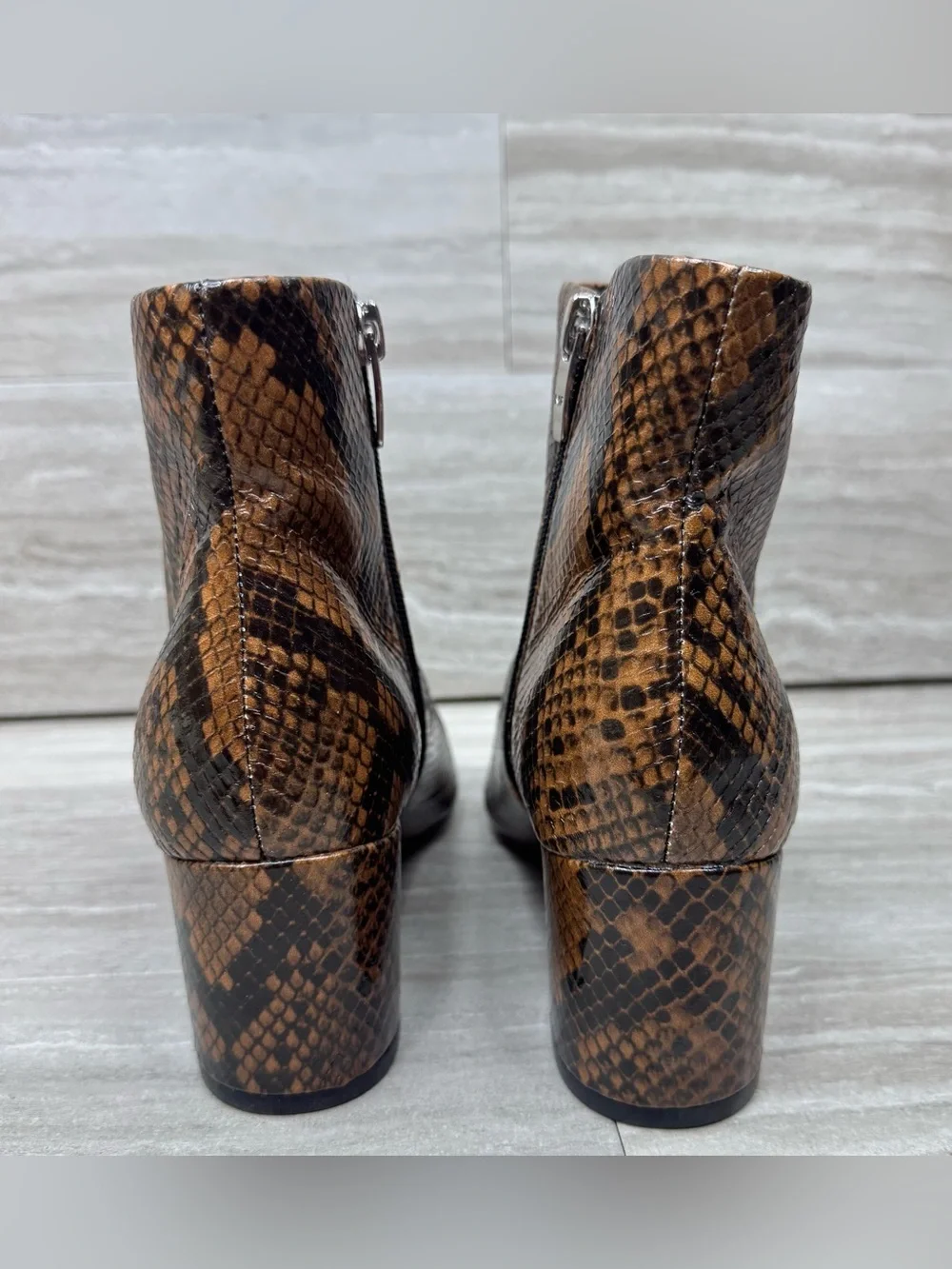 Marc Fisher Jarli Snake-Print Pointed Toe Ankle Boots Womens Size 6.5